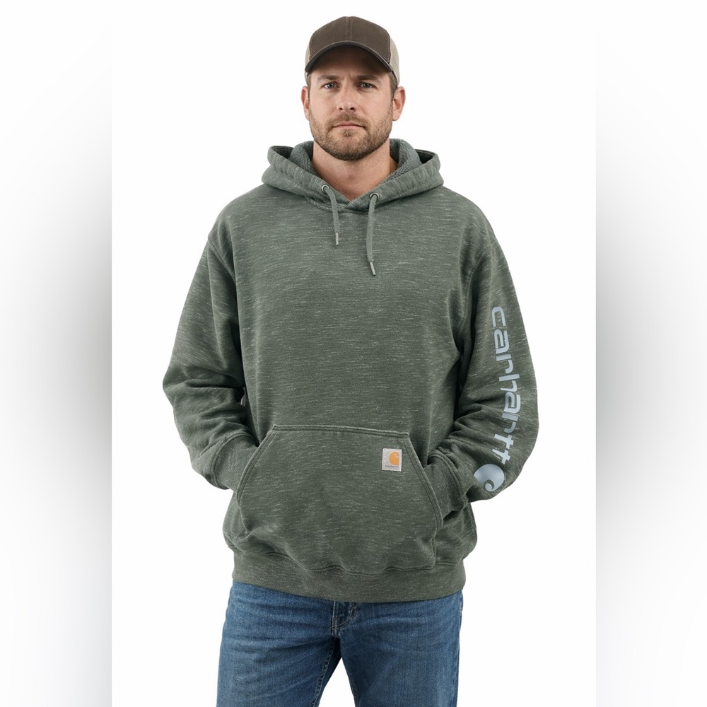 Carhartt Men's Loose Fit Marled Green pull over Hoodie-Size Medium